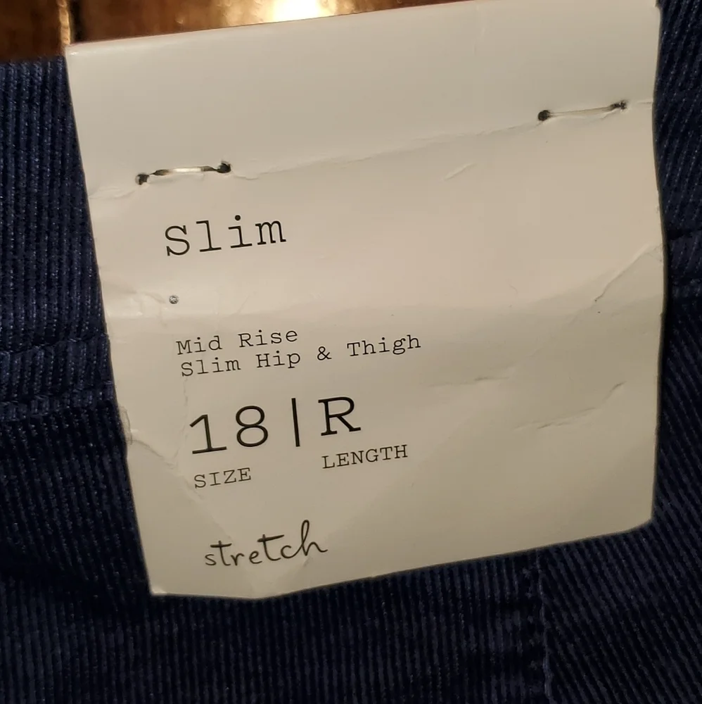 a new day corduroy blue pants Slim Size 18 NEW - Picture 12 of 12
